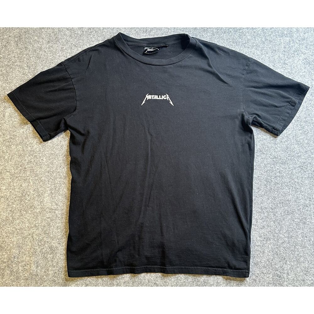 Metallica White Logo Black T-Shirt Metallica Tag Men's Size M